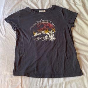 navy blue, under the canyon moon, Aeropostale shirt.